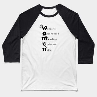 Women Inspirational in Black Baseball T-Shirt